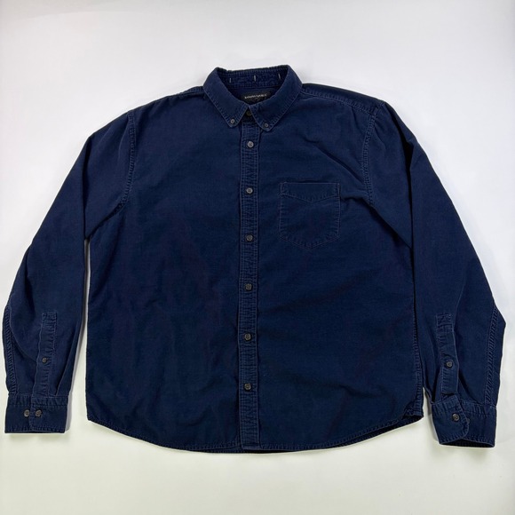 Banana Republic Other - Banana Republic Slim Untuck Fit Corduroy Shirt Mens L Navy Blue Button Down